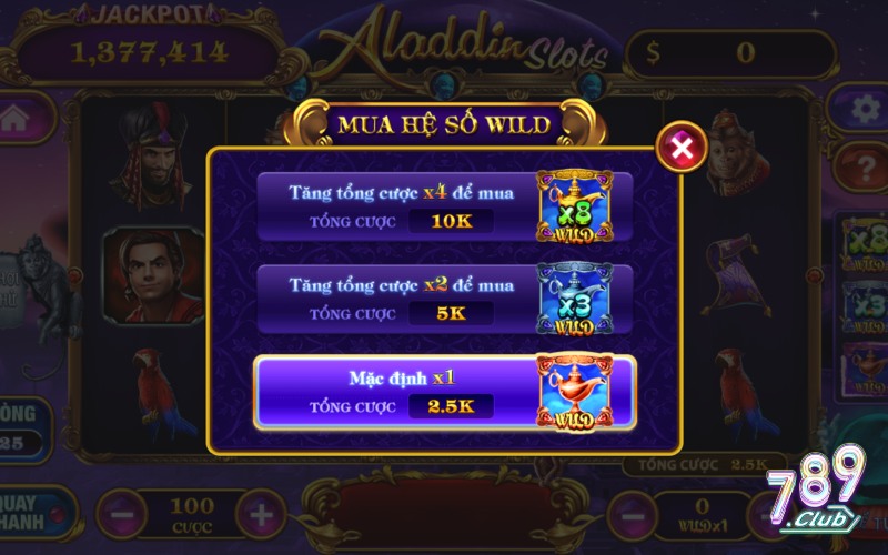 đặc điểm game Slot Aladdin 789Club