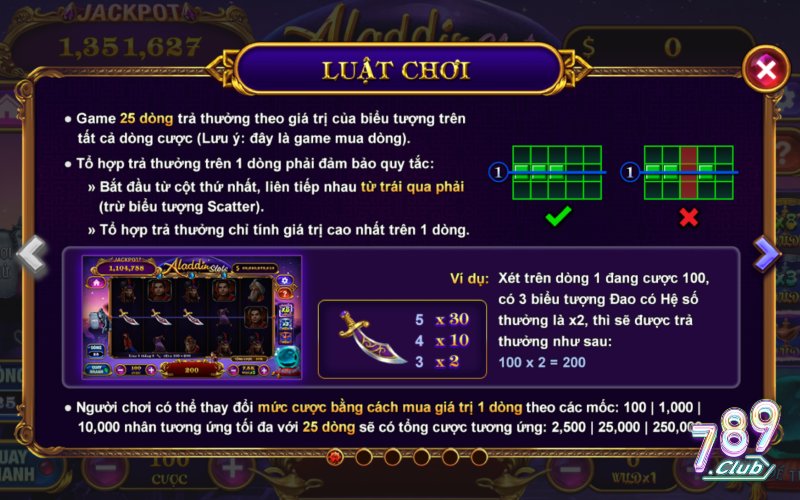 Luật chơi Slot Aladdin 789Club